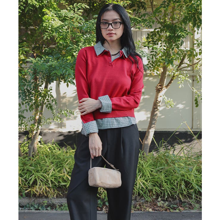 シャツレイヤード風ポロニット【miette ミエット】 | titivate | 詳細画像26 