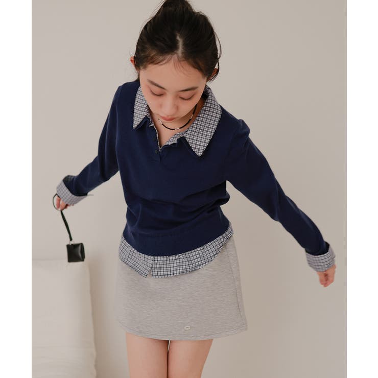 シャツレイヤード風ポロニット【miette ミエット】 | titivate | 詳細画像10 