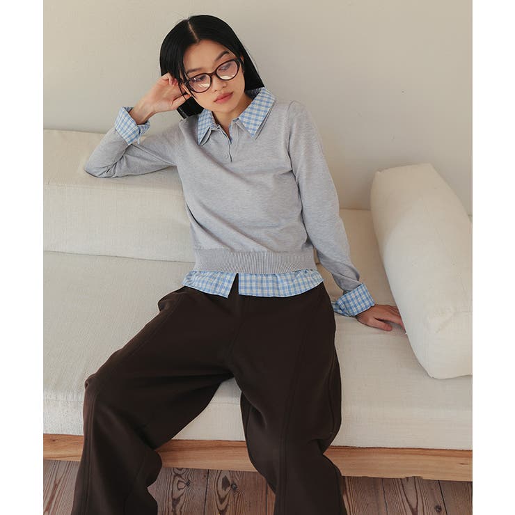 シャツレイヤード風ポロニット【miette ミエット】 | titivate | 詳細画像19 