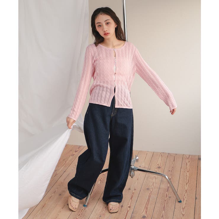 透かし編みケーブルニットカーディガン | titivate | 詳細画像15 