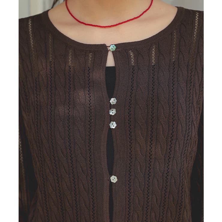 透かし編みケーブルニットカーディガン | titivate | 詳細画像19 