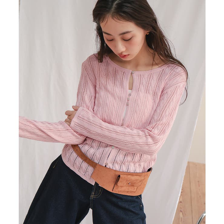 透かし編みケーブルニットカーディガン | titivate | 詳細画像22 