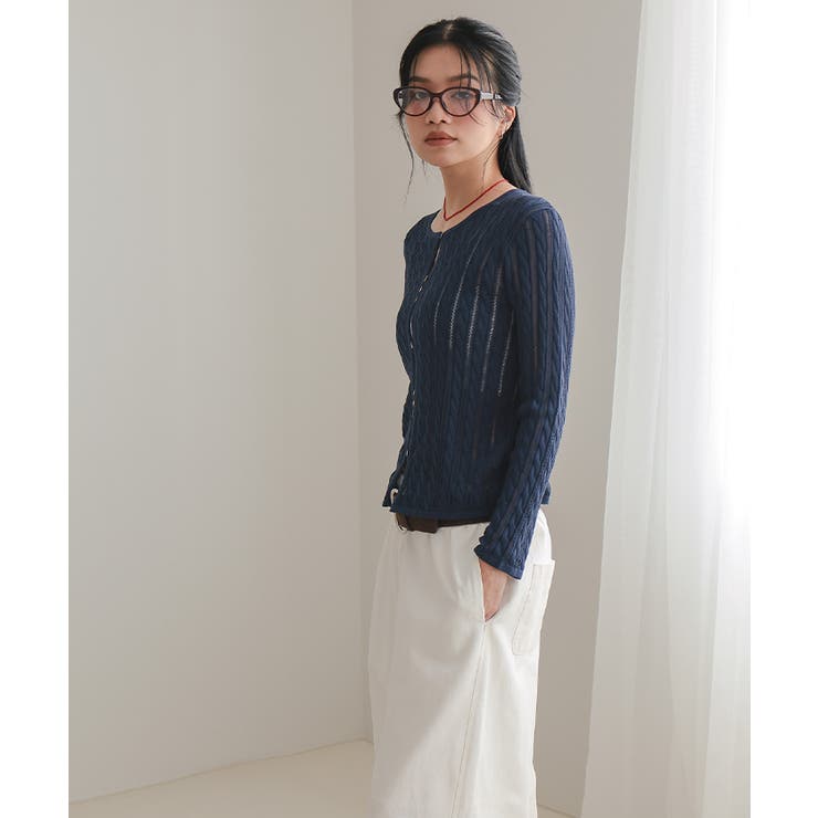 透かし編みケーブルニットカーディガン | titivate | 詳細画像24 