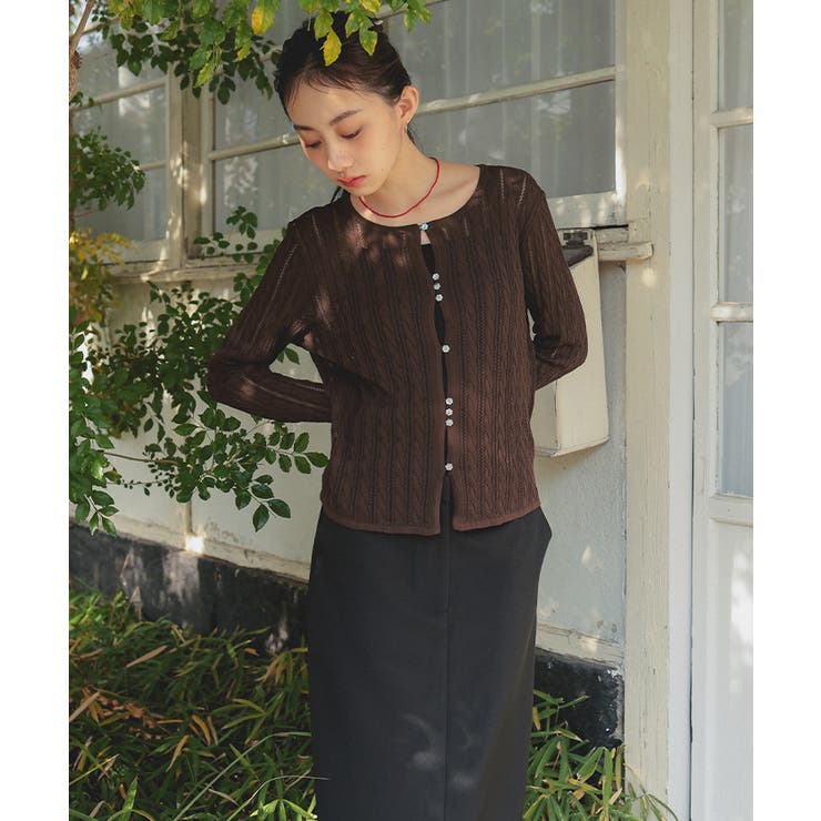 透かし編みケーブルニットカーディガン | titivate | 詳細画像2 