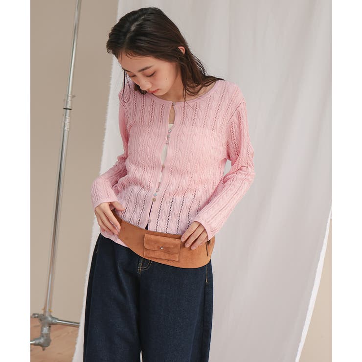 透かし編みケーブルニットカーディガン | titivate | 詳細画像5 