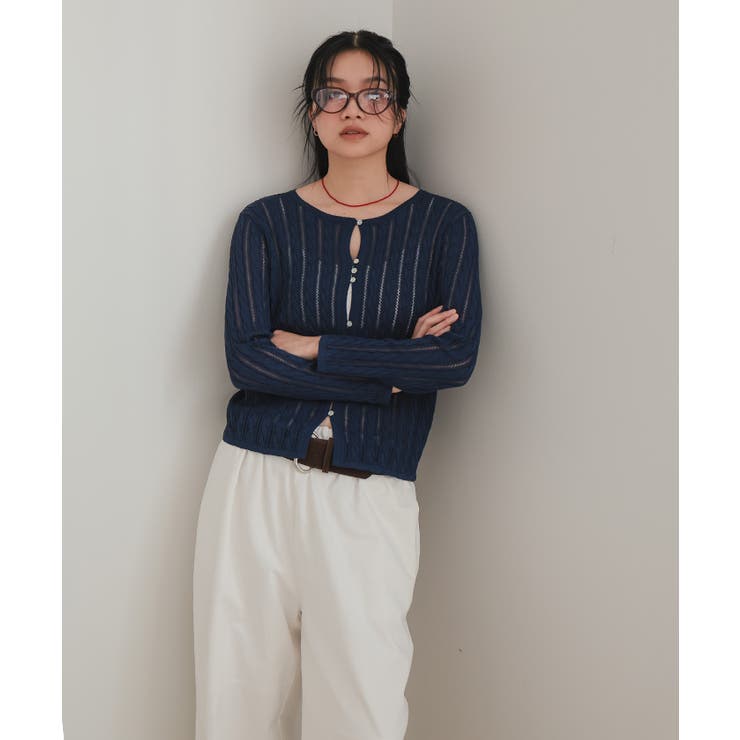 透かし編みケーブルニットカーディガン | titivate | 詳細画像10 