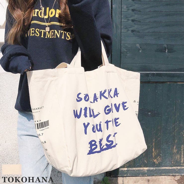 ブルーロゴ大容量トートバッグ 鞄 トートバッグ 品番 Thnw Tokohana トコハナ のレディースファッション通販 Shoplist ショップリスト