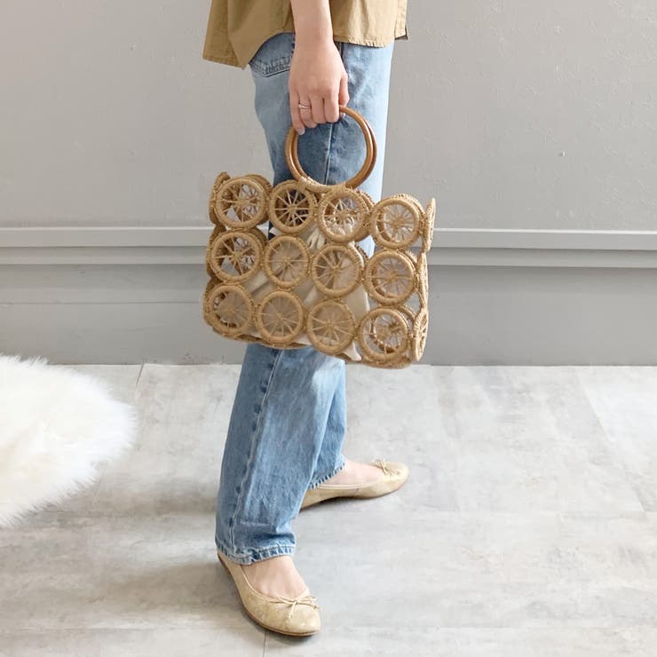 巾着付きサークル柄カゴバッグ レディース 春夏 |  TOKOHANA | 詳細画像8 