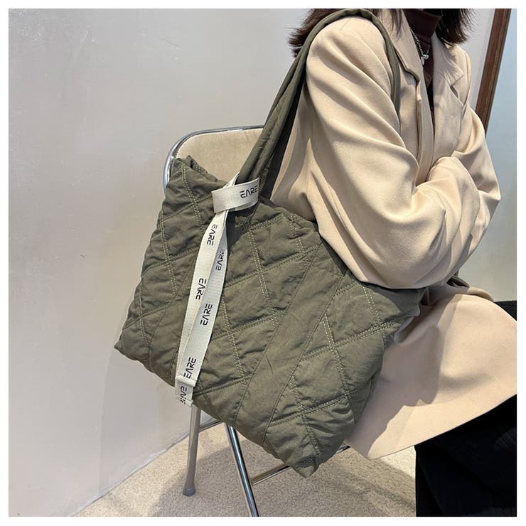 カーキ | キルティング トートバッグ レディース |  TOKOHANA