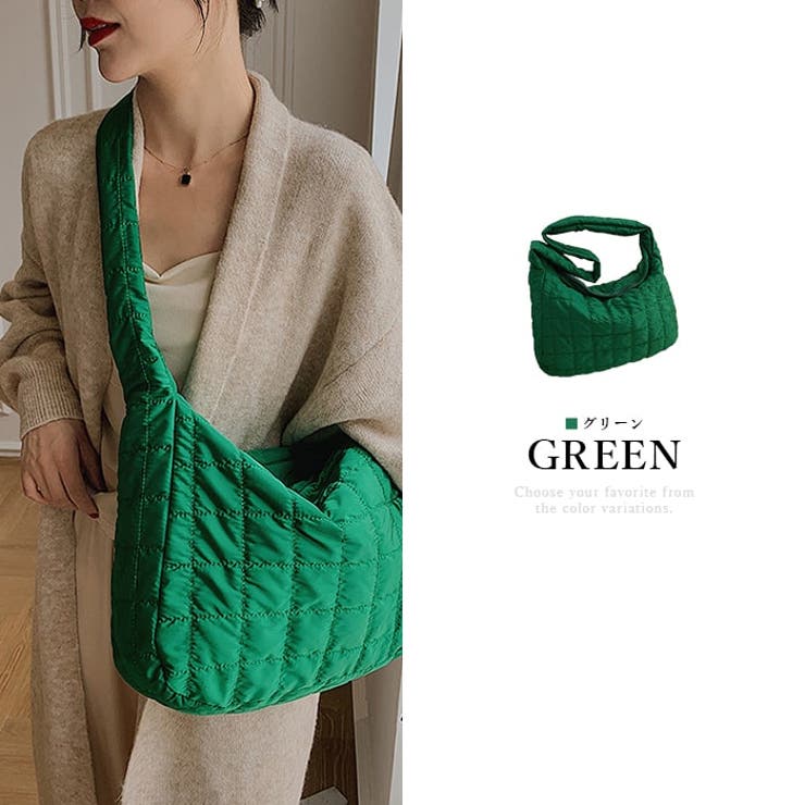 キルティング キルト ハンドバック 超軽量 韓国ファッション グリーン　緑