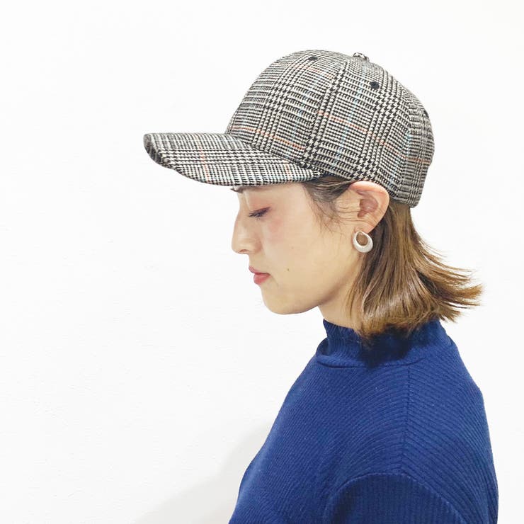 チェック柄ベーシックデザインキャップ レディース 帽子[品番