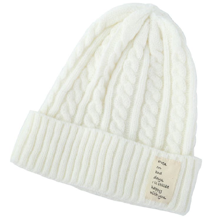 英文字タグ付きケーブル編みニット帽 レディース 帽子 品番 Thnw Tokohana トコハナ のレディースファッション通販 Shoplist ショップリスト