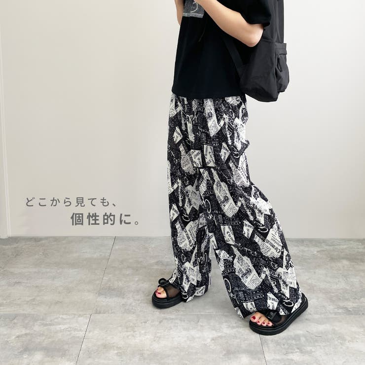 モノトーンデザインプリーツパンツ 夏 ボトムス |  TOKOHANA | 詳細画像2 