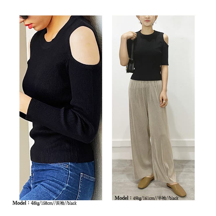 肩魅せ半袖サマーニットソー 春春服オフィス韓国ファッション夏服長袖 トップス |  TOKOHANA | 詳細画像16 
