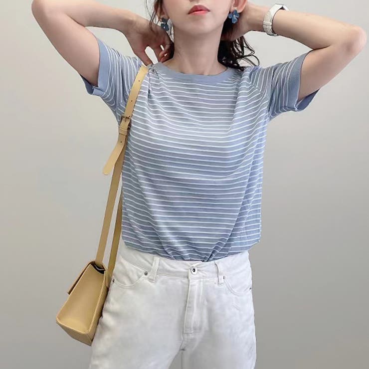 細ボーダー柄薄手サマーニットソー 夏 トップス |  TOKOHANA | 詳細画像7 