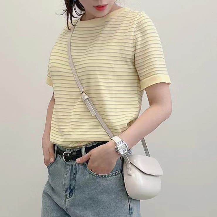 細ボーダー柄薄手サマーニットソー 夏 トップス |  TOKOHANA | 詳細画像8 