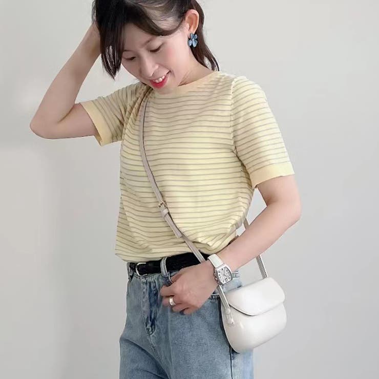 細ボーダー柄薄手サマーニットソー 夏 トップス |  TOKOHANA | 詳細画像9 