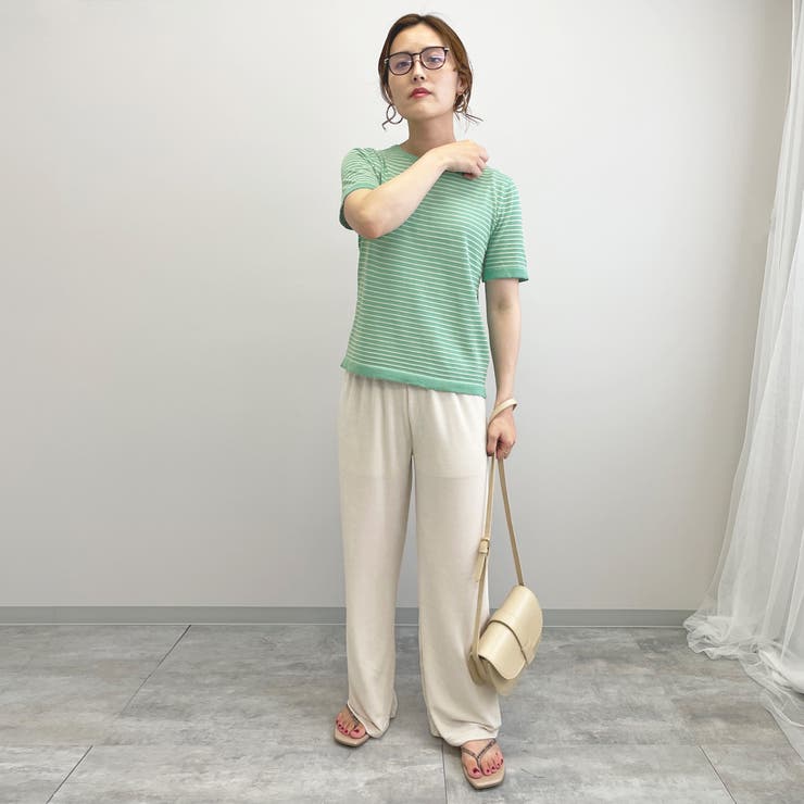 細ボーダー柄薄手サマーニットソー 夏 トップス |  TOKOHANA | 詳細画像17 