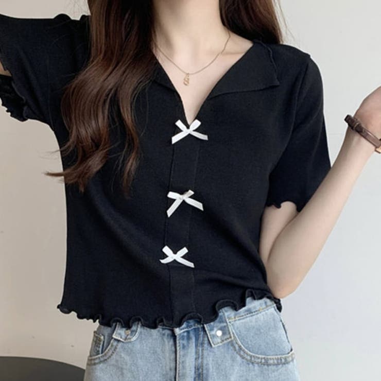 ブラック | カットソー サマーニット レディース |  TOKOHANA