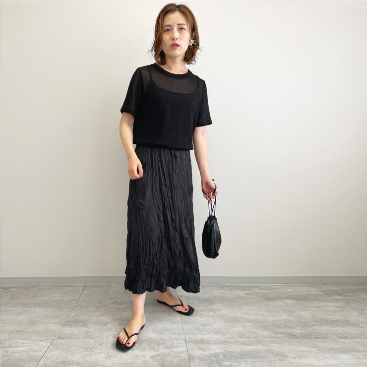 シワ加工裏地付きキャミワンピース ワンピース キャミ |  TOKOHANA | 詳細画像4 