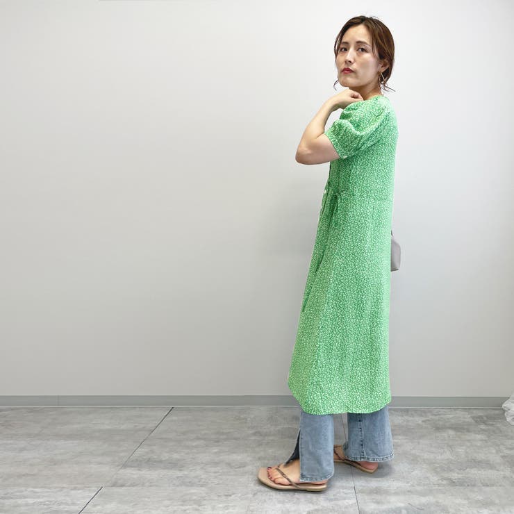 パフスリーブ小花柄2wayVネックワンピース 夏 ワンピース |  TOKOHANA | 詳細画像9 