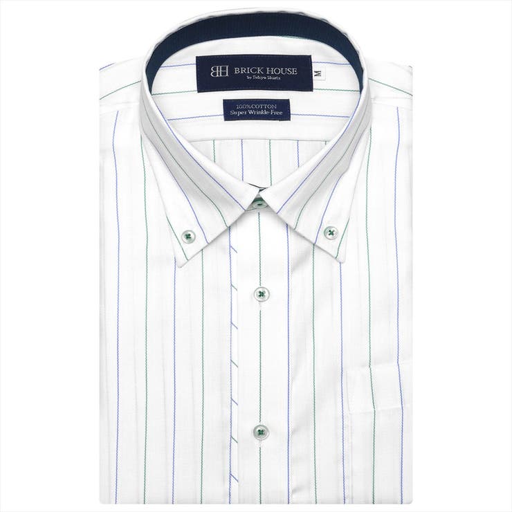 【超形態安定】ボタンダウンカラー 綿100% 半袖ビジネスワイシャツ | TOKYO SHIRTS | 詳細画像1 