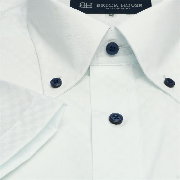 【パープル】(M)【超形態安定】 ボタンダウンカラー 半袖ワイシャツ