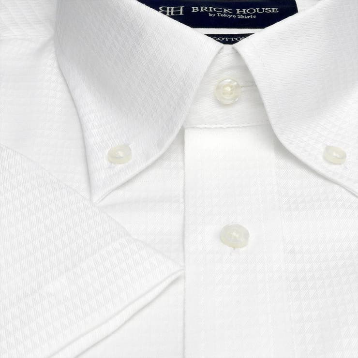 【ホワイト】(M)形態安定 ボタンダウンカラー 綿100% 半袖ワイシャツ