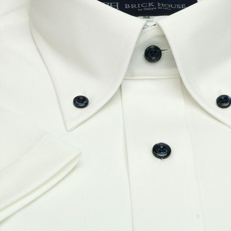 【ネイビー】(M)【持続涼感】 COOL SILVER(R) ボタンダウンカラーカラー 半袖 形態安定 ニットシャツ