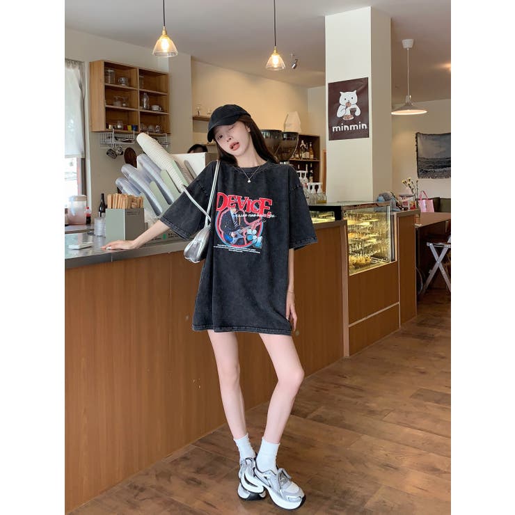 AIデザイン ロック バンド ピグメント ヴィンテージライク 古着風 Tシャツ | DEVICE | 詳細画像4 