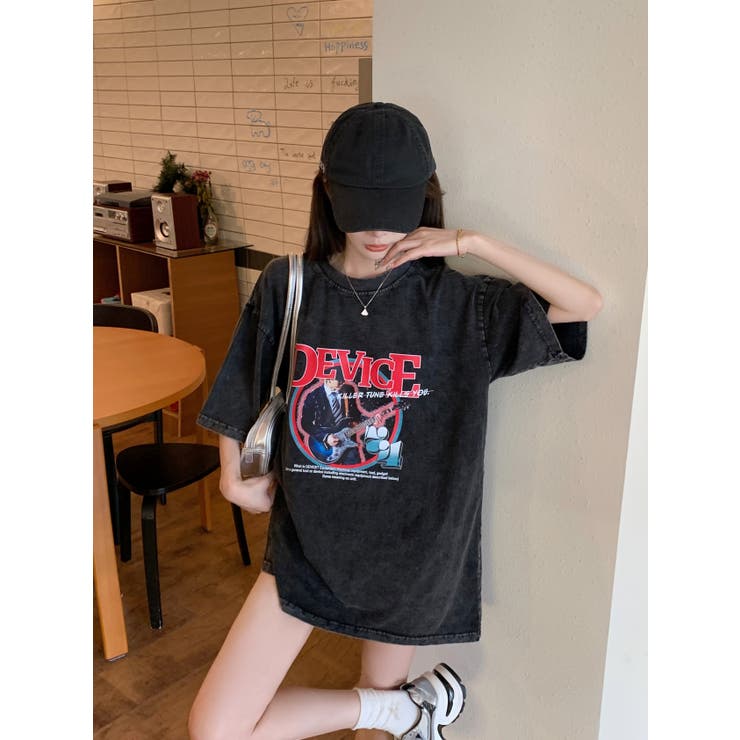 AIデザイン ロック バンド ピグメント ヴィンテージライク 古着風 Tシャツ | DEVICE | 詳細画像8 