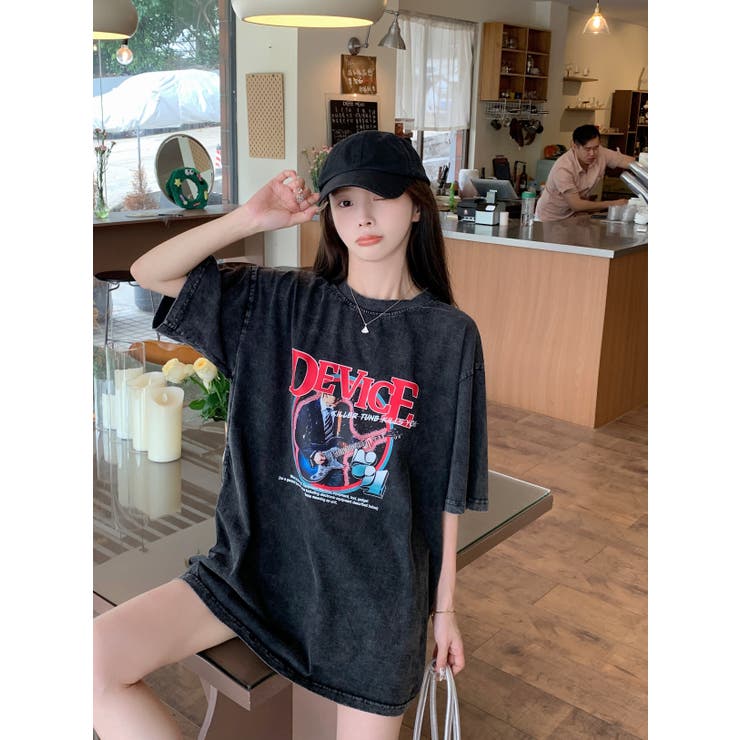 AIデザイン ロック バンド ピグメント ヴィンテージライク 古着風 Tシャツ | DEVICE | 詳細画像1 