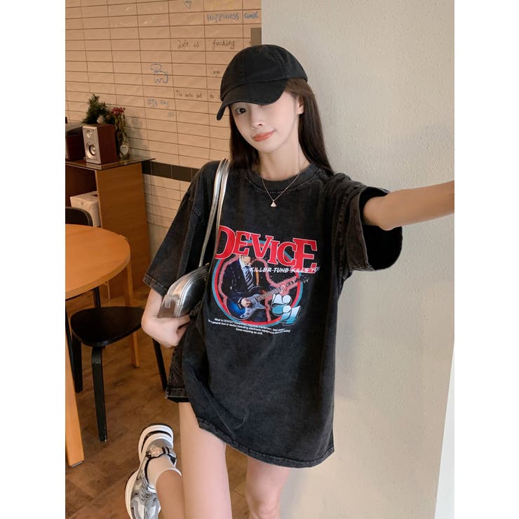 AIデザイン ロック バンド ピグメント ヴィンテージライク 古着風 Tシャツ | DEVICE | 詳細画像3 