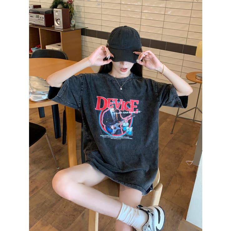 AIデザイン ロック バンド ピグメント ヴィンテージライク 古着風 Tシャツ | DEVICE | 詳細画像7 