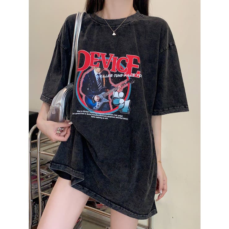 AIデザイン ロック バンド ピグメント ヴィンテージライク 古着風 Tシャツ | DEVICE | 詳細画像11 