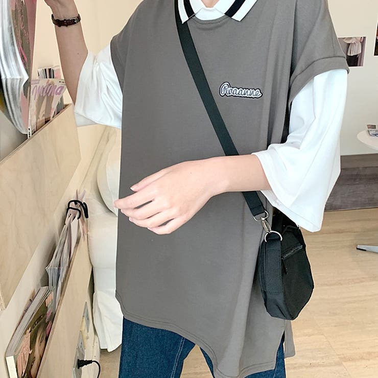tシャツ バイカラー レイヤード ポロトップス 半袖 レディース 楽天市場】3color レディース バイカラーポロニットトップス