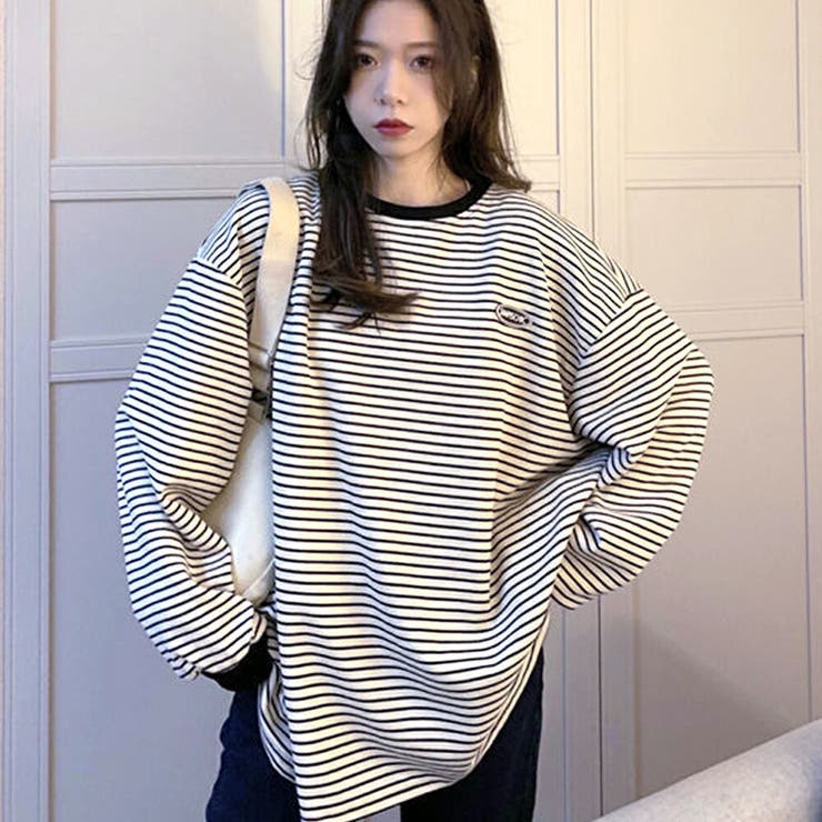 ホワイト | トレーナー 長袖 ボーダー | DEVICE