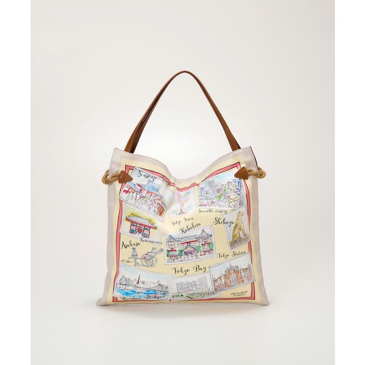 マイルドサテン スカーフ柄 トートバッグ スーベニアプリント[品番