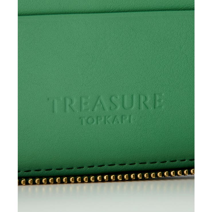 ローズエンボス ツヤ レザー ラウンドファスナー 二つ折り財布