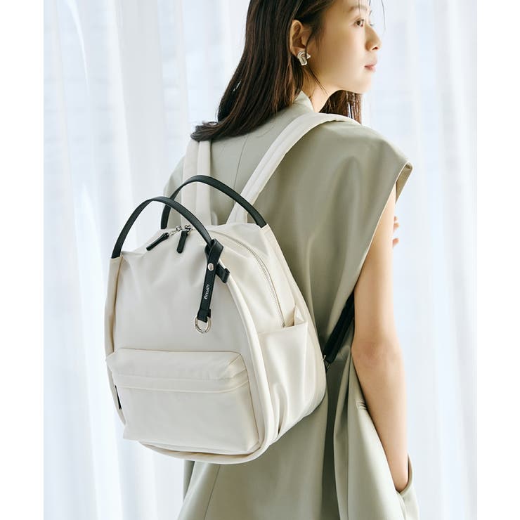 Breath】【撥水】ツヤ ナイロン レザーハンドル ミニ リュック[品番