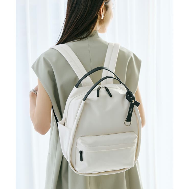 Breath】【撥水】ツヤ ナイロン レザーハンドル ミニ リュック[品番