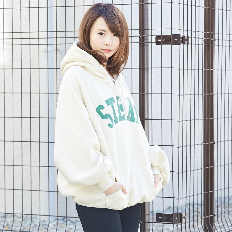 ゆったり袖でダボっと着れてかわいいパーカー 裏起毛 オーバー