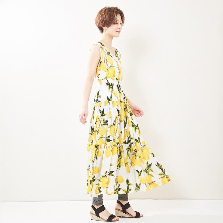海外輸入 インボイス レモン柄 ロングワンピース[品番：TOTW0000125]｜TOTTY ワンピース