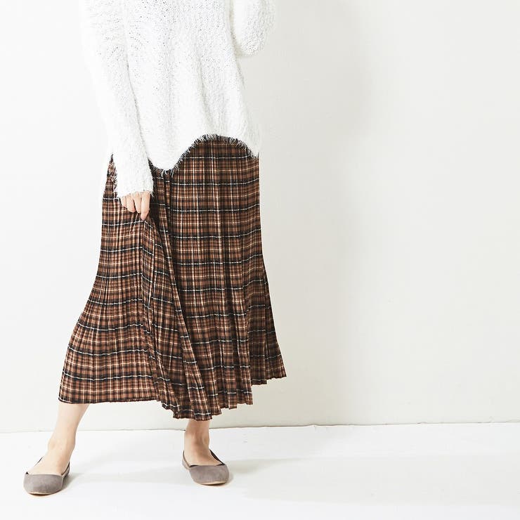 無地トップスとの相性が良いチェックスカート ロング丈 チェック 品番 Totw Totty トッティ のレディースファッション通販 Shoplist ショップリスト