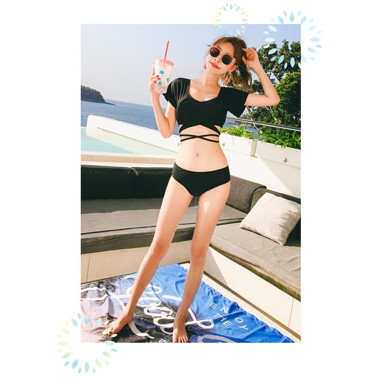 3点セット クロスTスイムウェア 水着 水着[品番：OSRW0003474