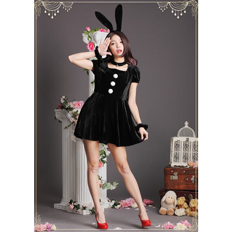 ハロウィン コスプレベロアワンピース バニー イベント 秋 パーティー