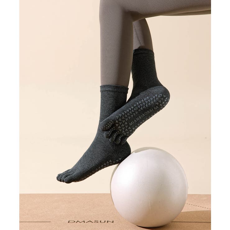 チャコールグレー | ヨガ ピラティス ソックス 靴下 5本指 yoga | OSYAREVO