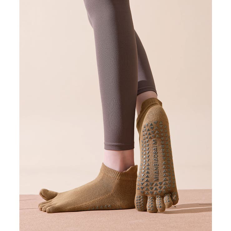 キャメル | ヨガ ピラティス ソックス 靴下 5本指 アンクレット yoga | OSYAREVO