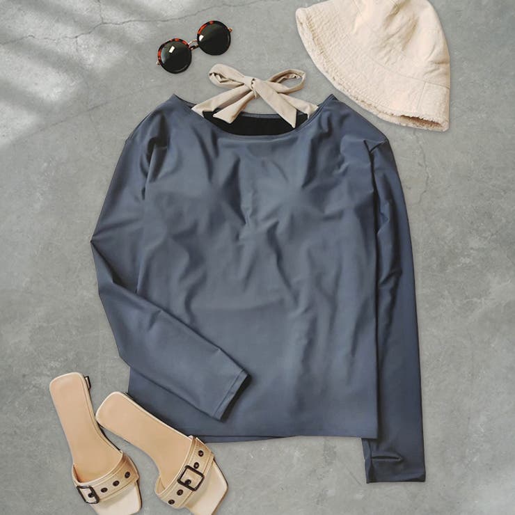 アッシュネイビー | インナー 一体型 ボートネック | OSYAREVO