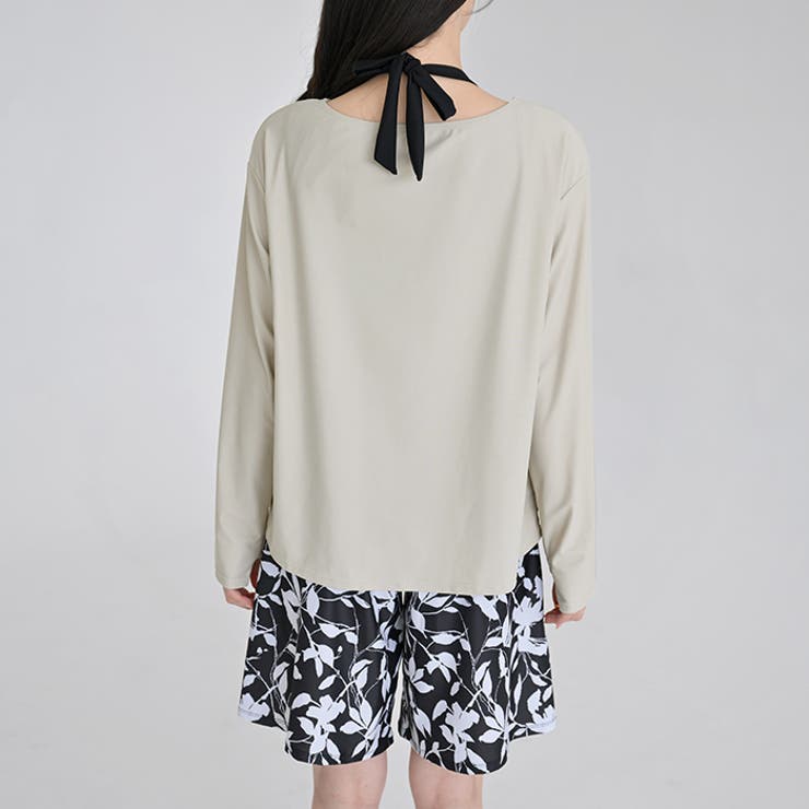 ライトグレージュブラック | インナー 一体型 ボートネック | OSYAREVO